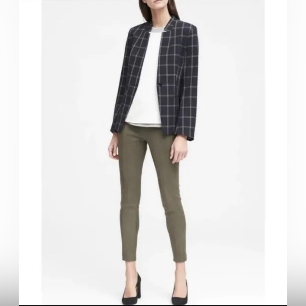 Banana Republic | Women’s Navy Windowpane Bell Sleeve Blazer Size 12